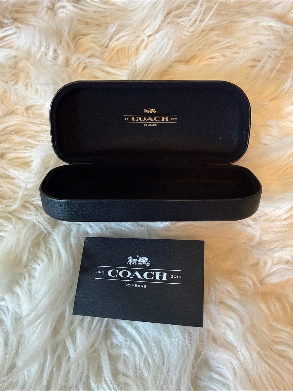 Coach Black Interior sunglasses case with Gold Foil Logo